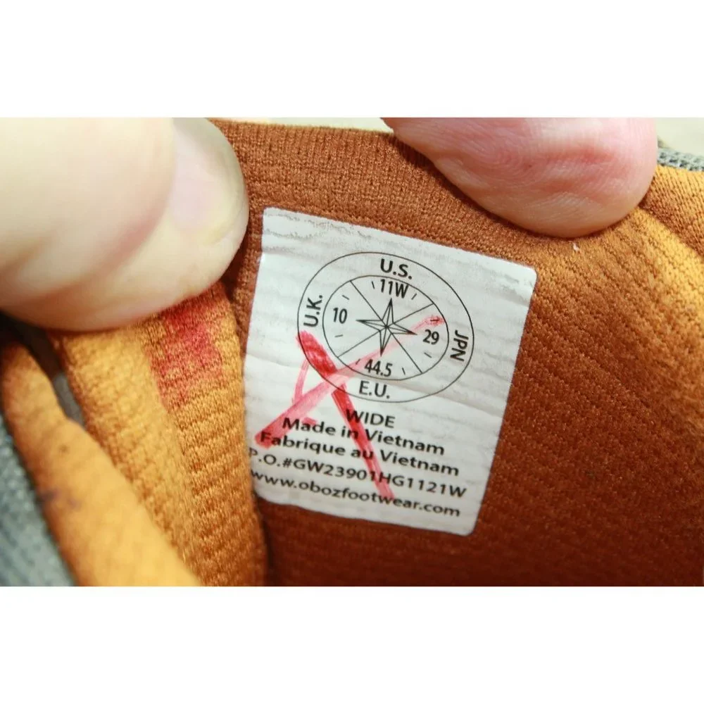 Oboz Sawtooth X Low Shoes Brown Leather Mesh Hiking Trail Shoes 11 W - Picture 7 of 9